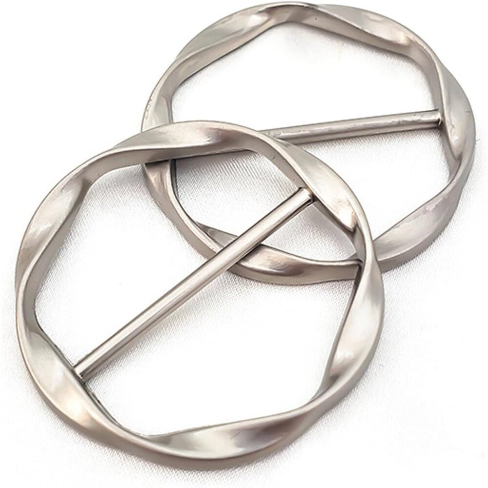 Versatile Silver Clothing Clip Set - 2 Premium Ring Clips For Scarves & T-Shirts